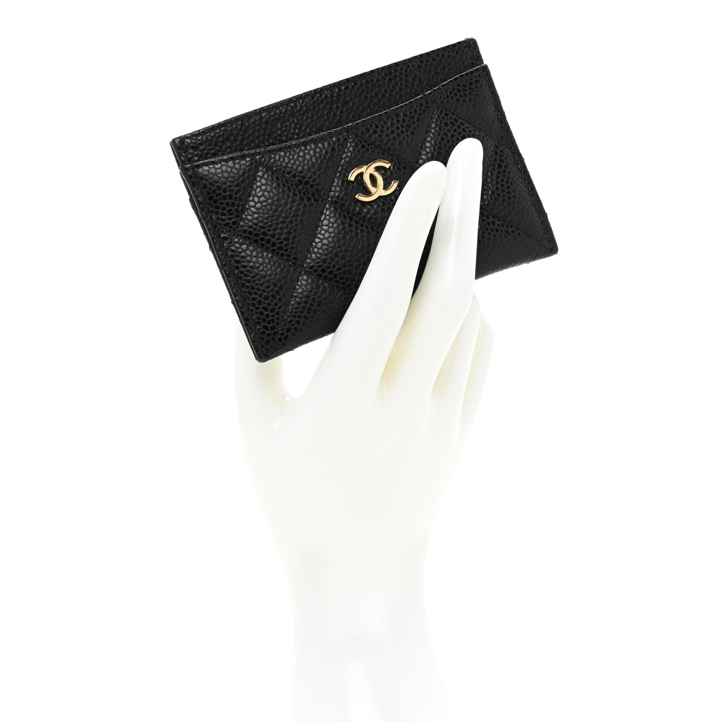 Caviar Quilted Card Holder Black