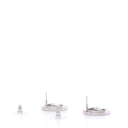 Chanel Crystal CC Round Earrings Silver 3 of 5