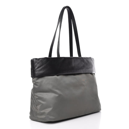 Prada Tessuto Nylon Nappa Tote Grey Black 3 of 13