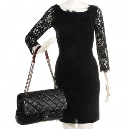 Chanel Aged Calfskin Tweed Jumbo New Portobello Flap Black 2 of 8
