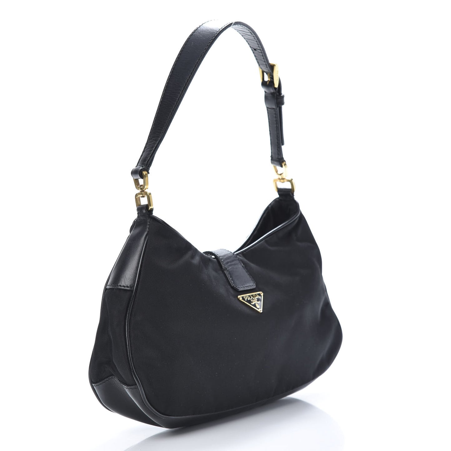 Tessuto Nylon Soft Calf Shoulder Bag Black