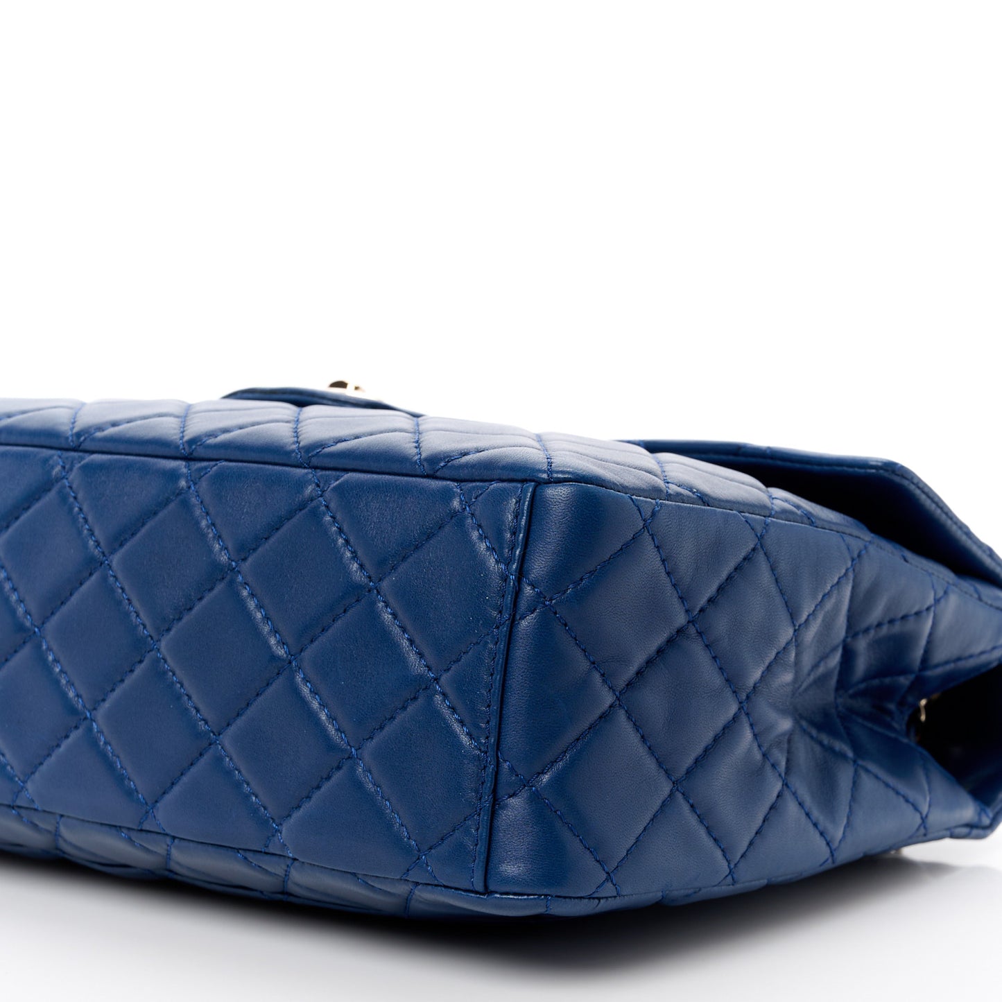 Lambskin Quilted Maxi Single Flap Marine Fonce