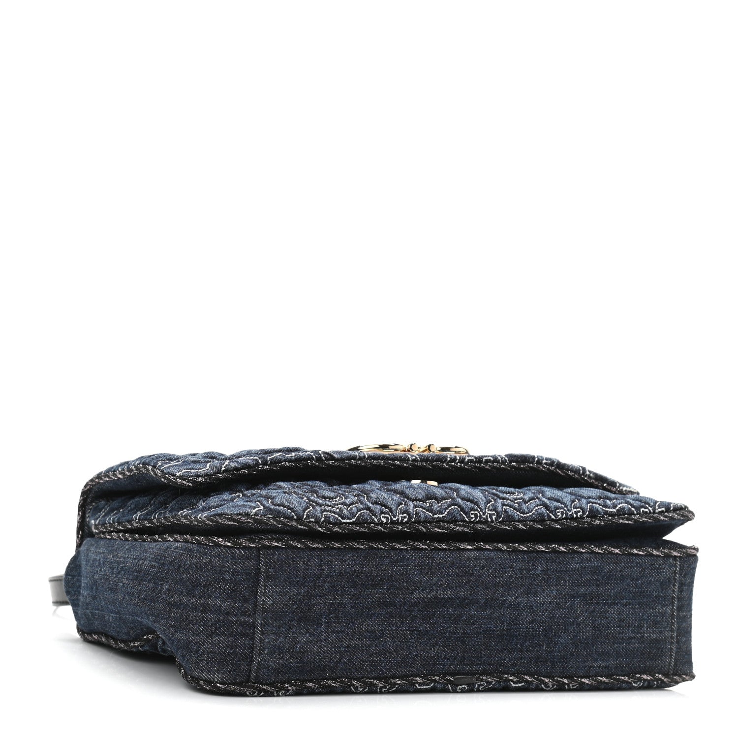 Salvatore Ferragamo Denim Quilted Gancini Small Flap Bag Blue 4 of 9