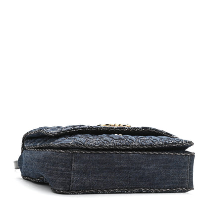 Salvatore Ferragamo Denim Quilted Gancini Small Flap Bag Blue 4 of 9