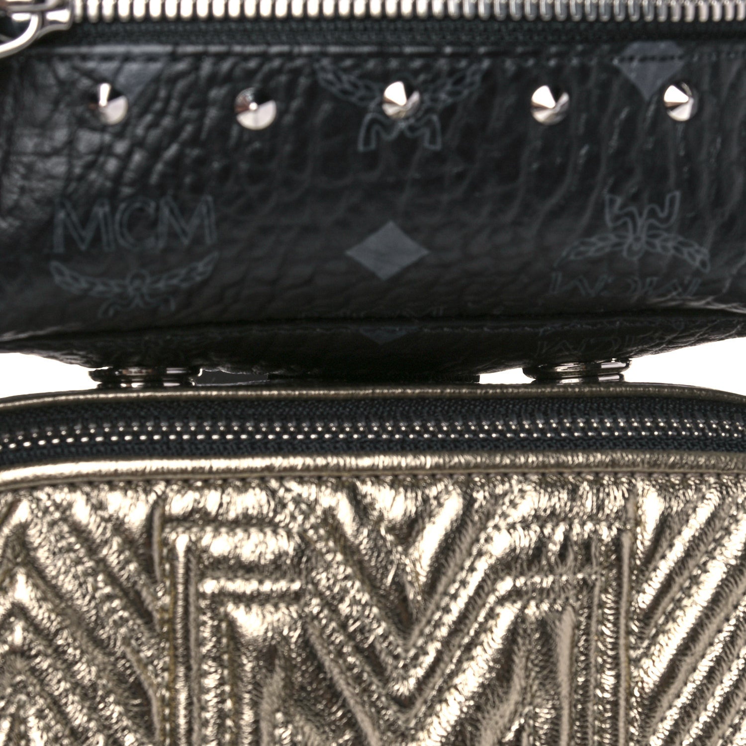 MCM Visetos Trey 4-in-1 Sling Backpack Black Gold 13 of 23