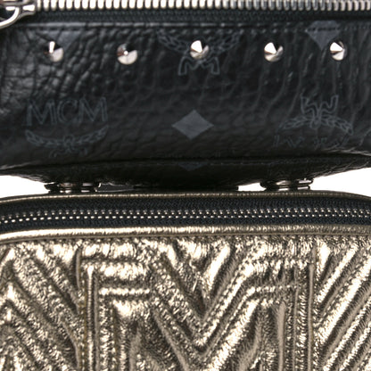 MCM Visetos Trey 4-in-1 Sling Backpack Black Gold 13 of 23