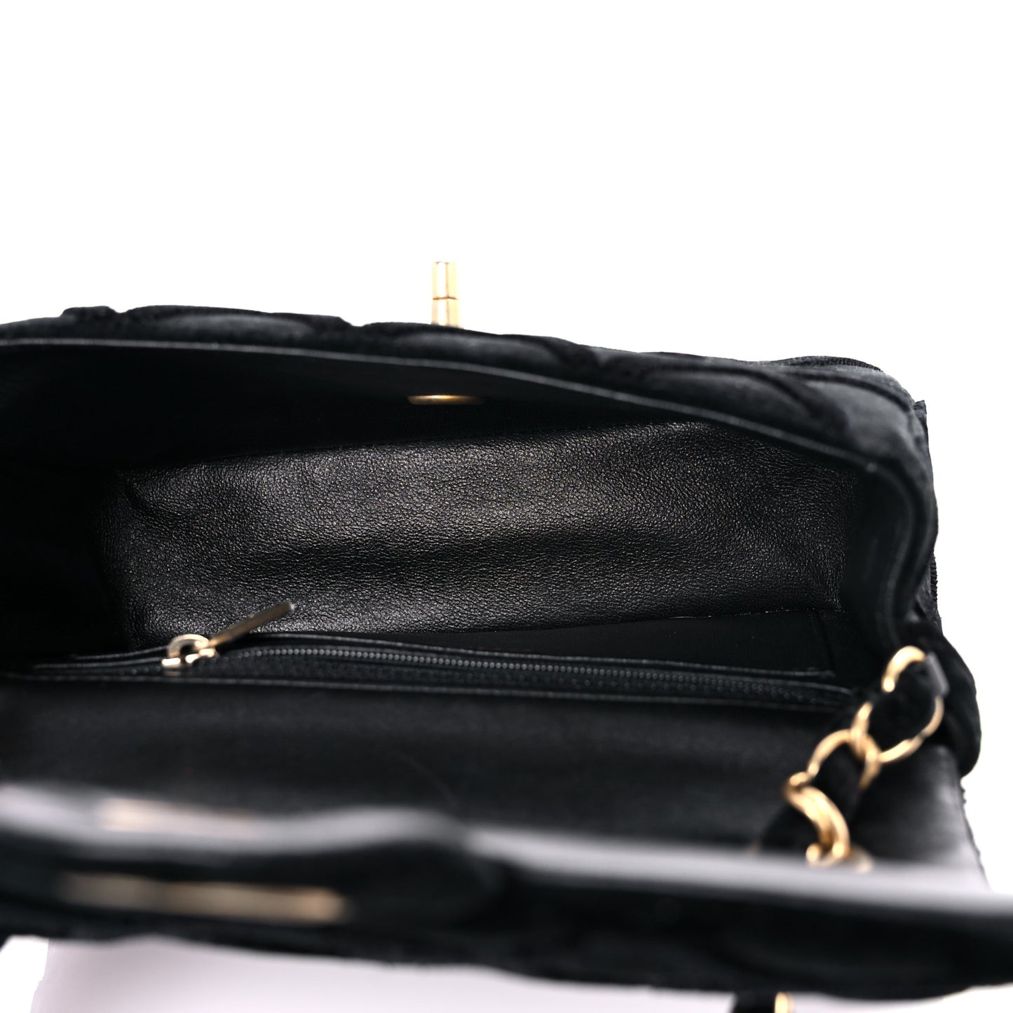 Velvet Quilted Mini Rectangular Flap Black