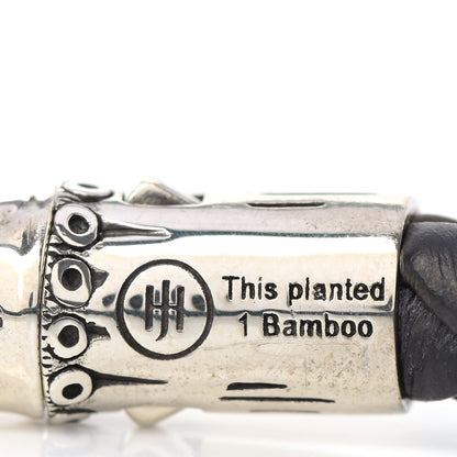 John Hardy Sterling Silver Leather 8mm Braided Bamboo Station Bracelet Black 4 of 7