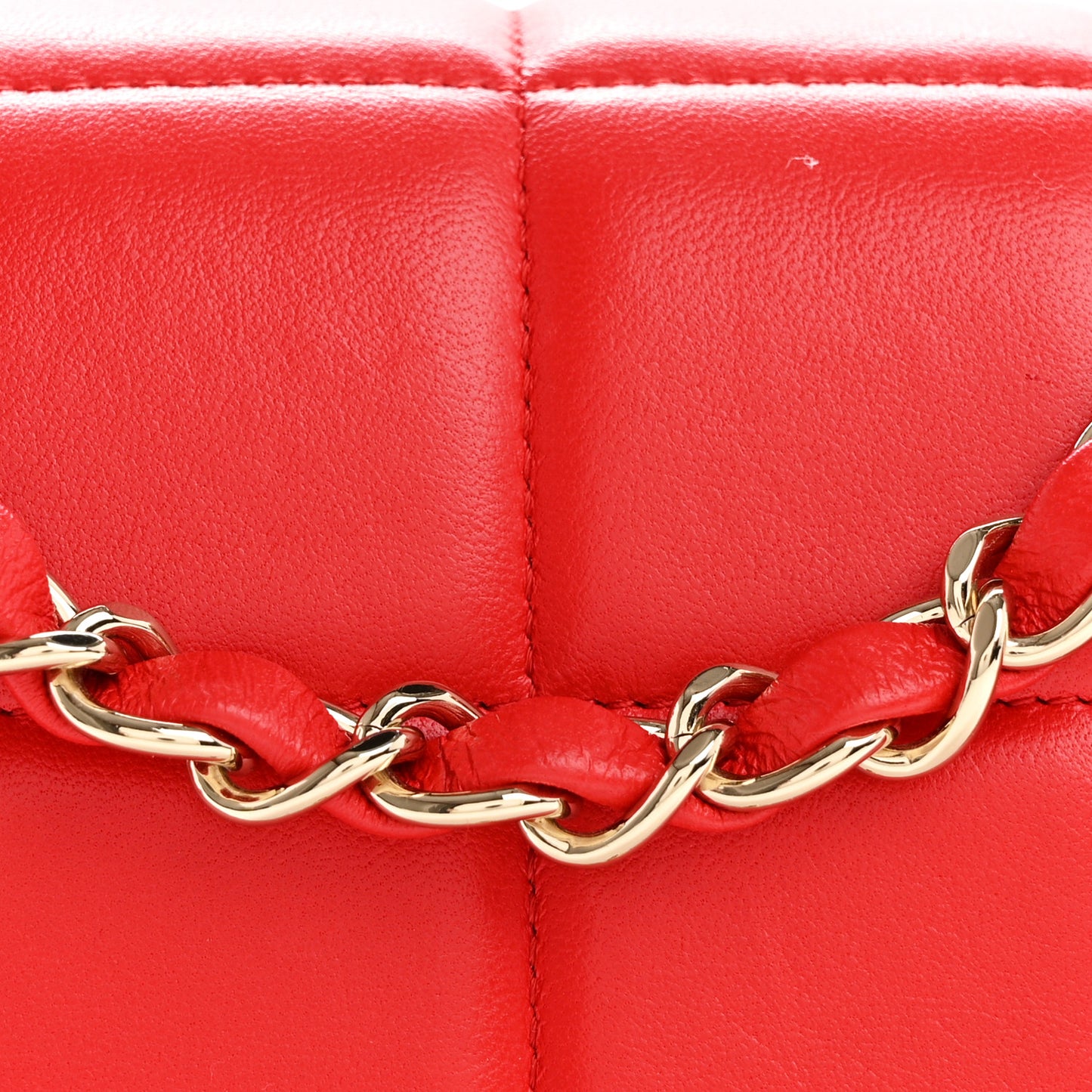 Lambskin Resin Crystal Square Quilted Monacoco Mini Flap Red