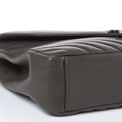 Saint Laurent Sheepskin Matelasse Chevron Monogram Large College Satchel Bronze 9 of 13