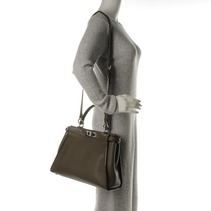 Fendi Cuoio Romano Alcantara Selleria Medium Peekaboo Iconic Satchel Grey Fuchsia 2 of 9