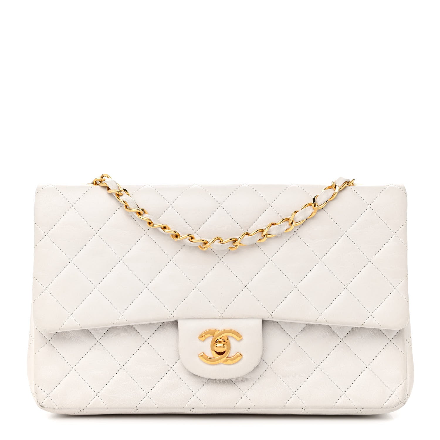 Chanel Lambskin Quilted Medium Double Flap White 1 of 20