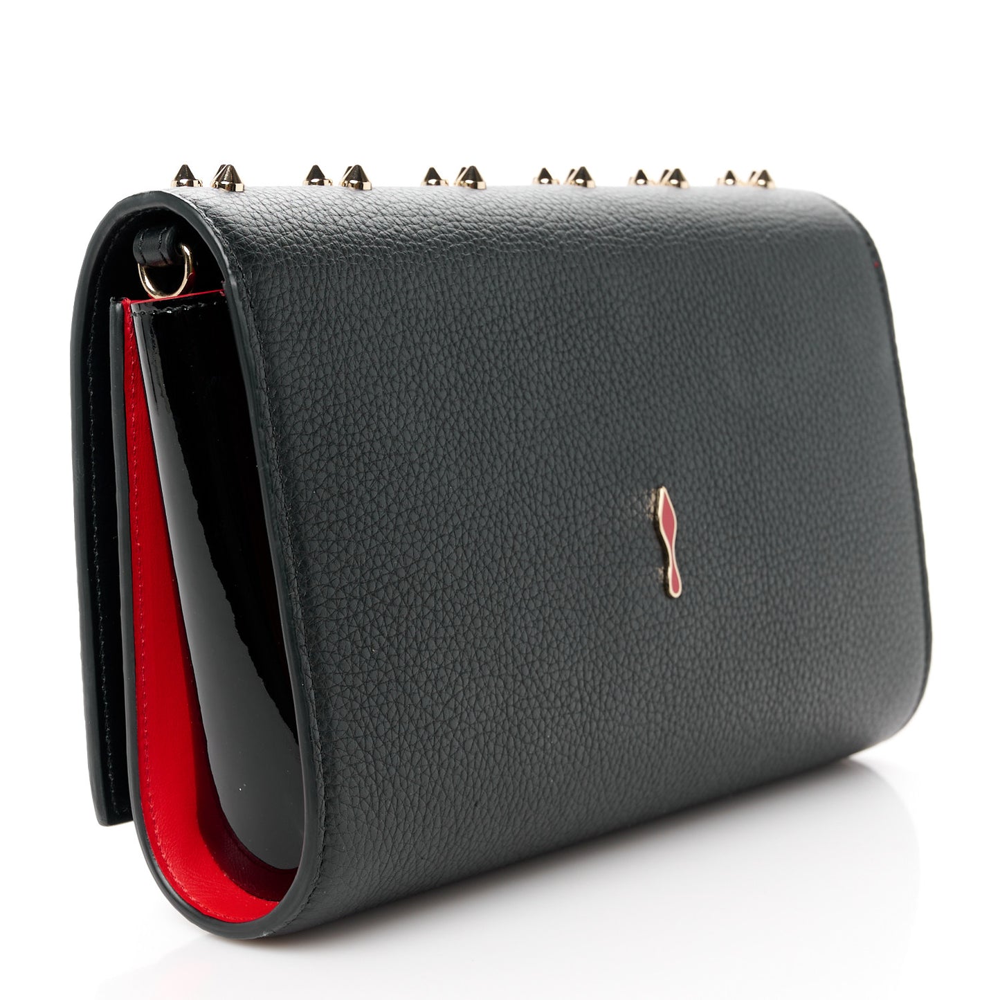 Calfskin Spikes Loubinthesky Paloma Wallet On Chain Black