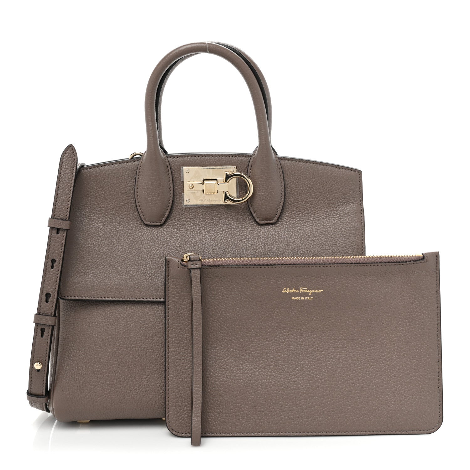 Salvatore Ferragamo Calfskin Studio Bag Caraway Seed 3 of 12