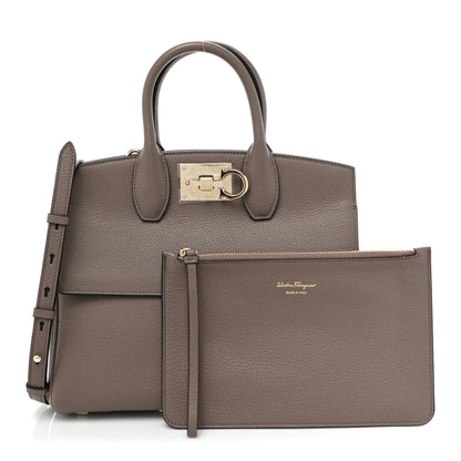 Salvatore Ferragamo Calfskin Studio Bag Caraway Seed 3 of 12