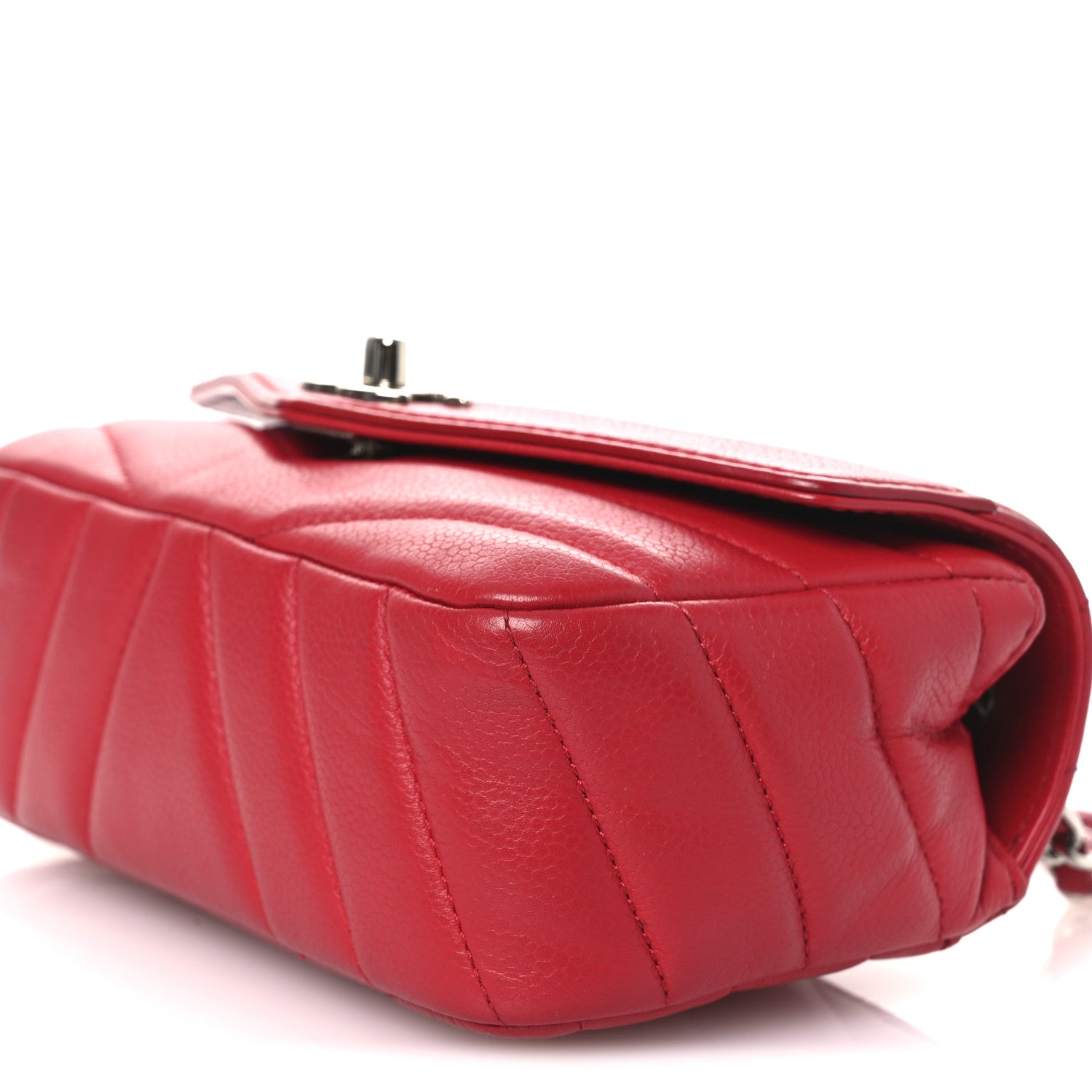 Chanel Caviar Chevron Quilted Small Single Flap Red 10 of 16
