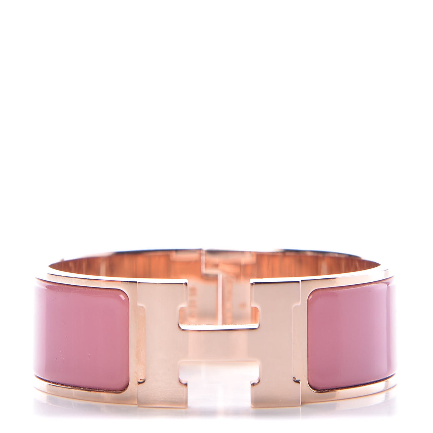 Enamel Wide Clic Clac H Bracelet PM Rose Velours