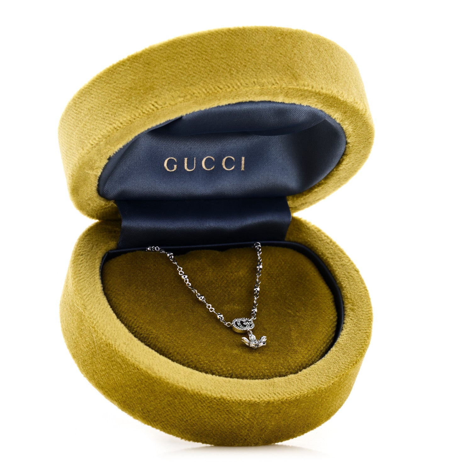 Gucci 18K White Gold Diamond GG Flora Pendant Necklace 6 of 6