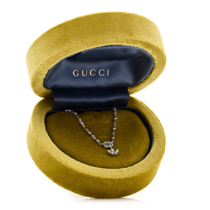 Gucci 18K White Gold Diamond GG Flora Pendant Necklace 6 of 6