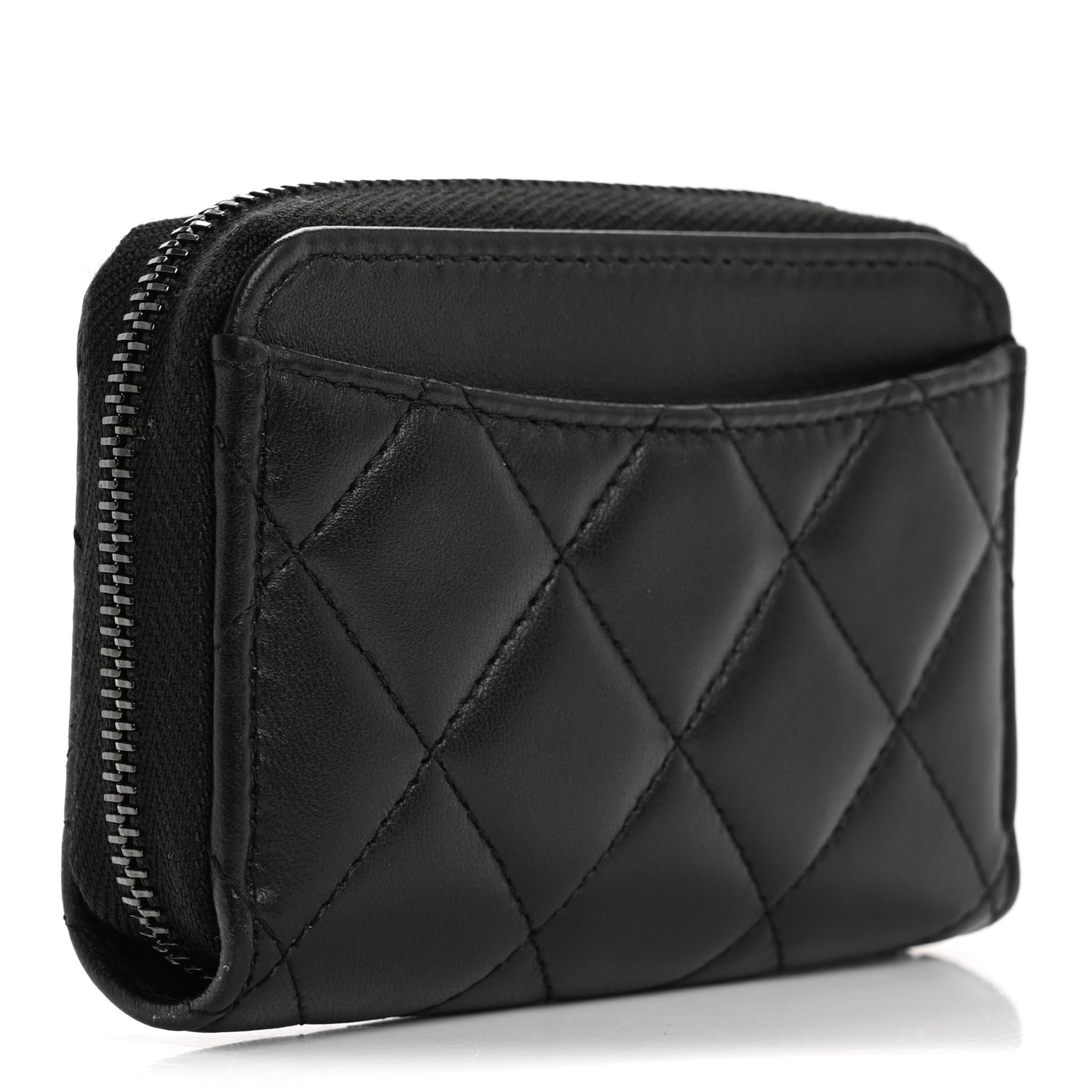 Lambskin Quilted Zip Coin Purse So Black