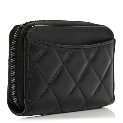 Chanel Lambskin Quilted Zip Coin Purse So Black 3 of 8