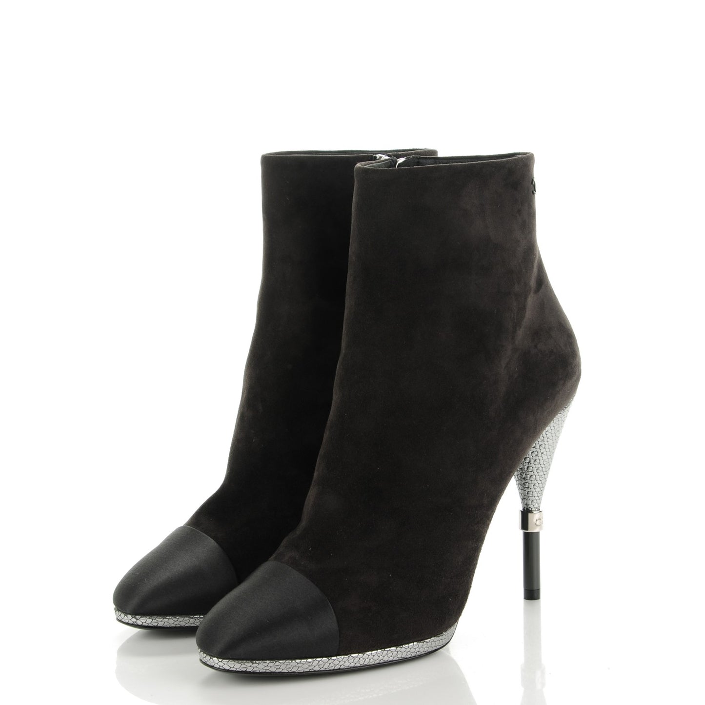 Suede Calfskin Satin Short Boots 40 Dark Grey