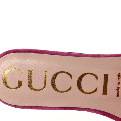 Gucci Velvet Crystal Square G Madelyn Slide Sandals 35 Light Raspberry Rose 8 of 11