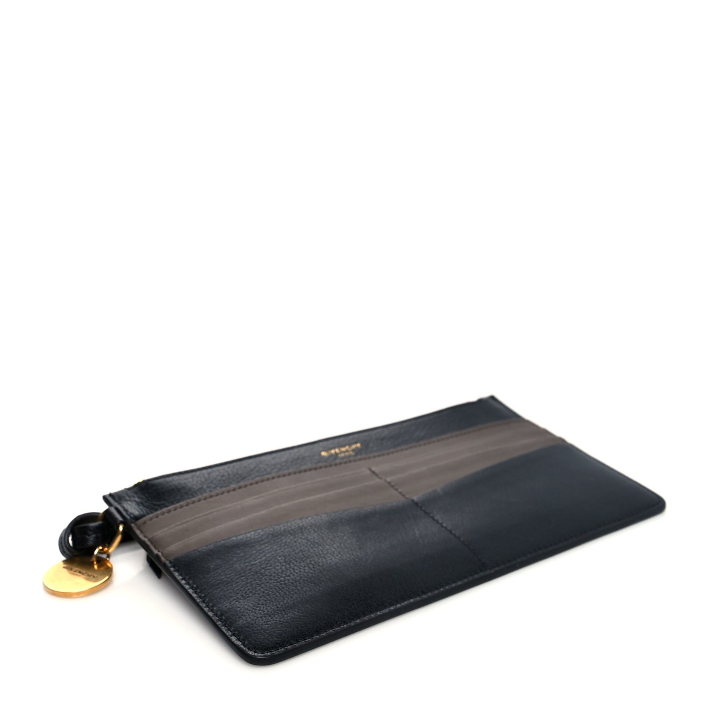 Goatskin GV3 Wristlet Zip Card Holder Black Grey