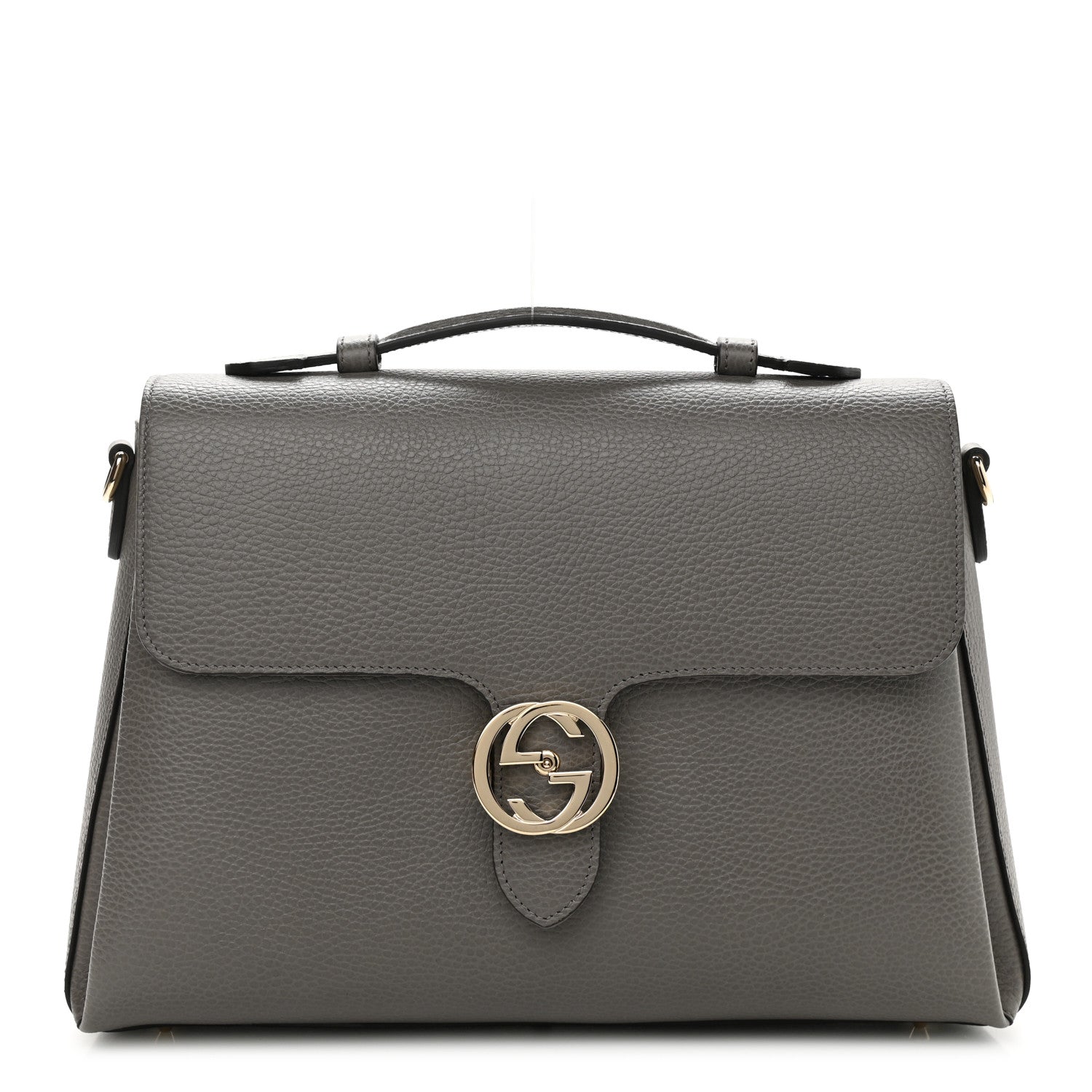 Gucci Dollar Calfskin Medium Interlocking G Top Handle Shoulder Bag Loess 1 of 13