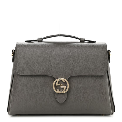 Gucci Dollar Calfskin Medium Interlocking G Top Handle Shoulder Bag Loess 1 of 13