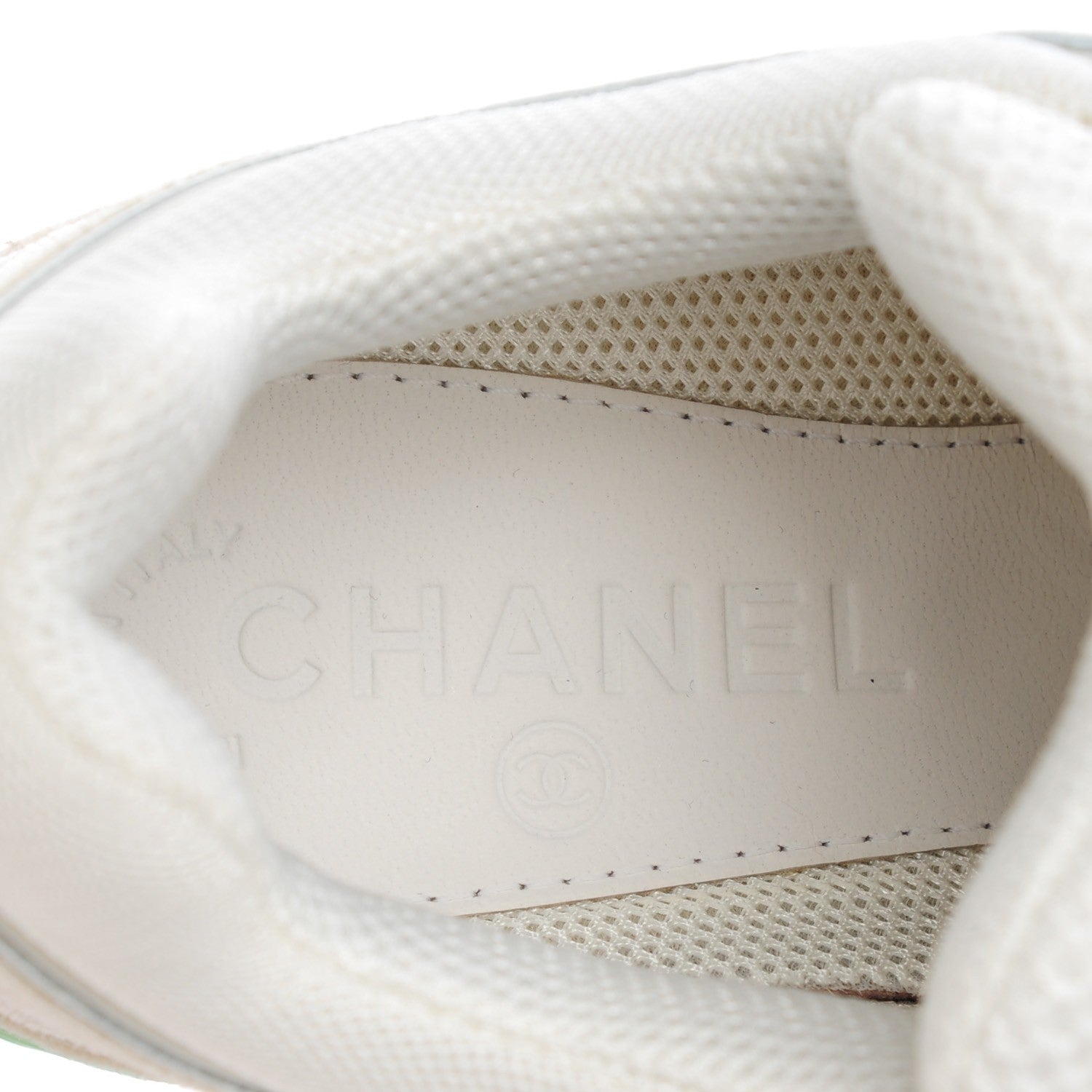 Chanel Suede Calfskin CC Sneakers 37 Pink Green 7 of 8
