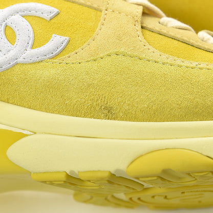 Chanel Suede Calfskin CC Sneakers 37 Yellow 10 of 12