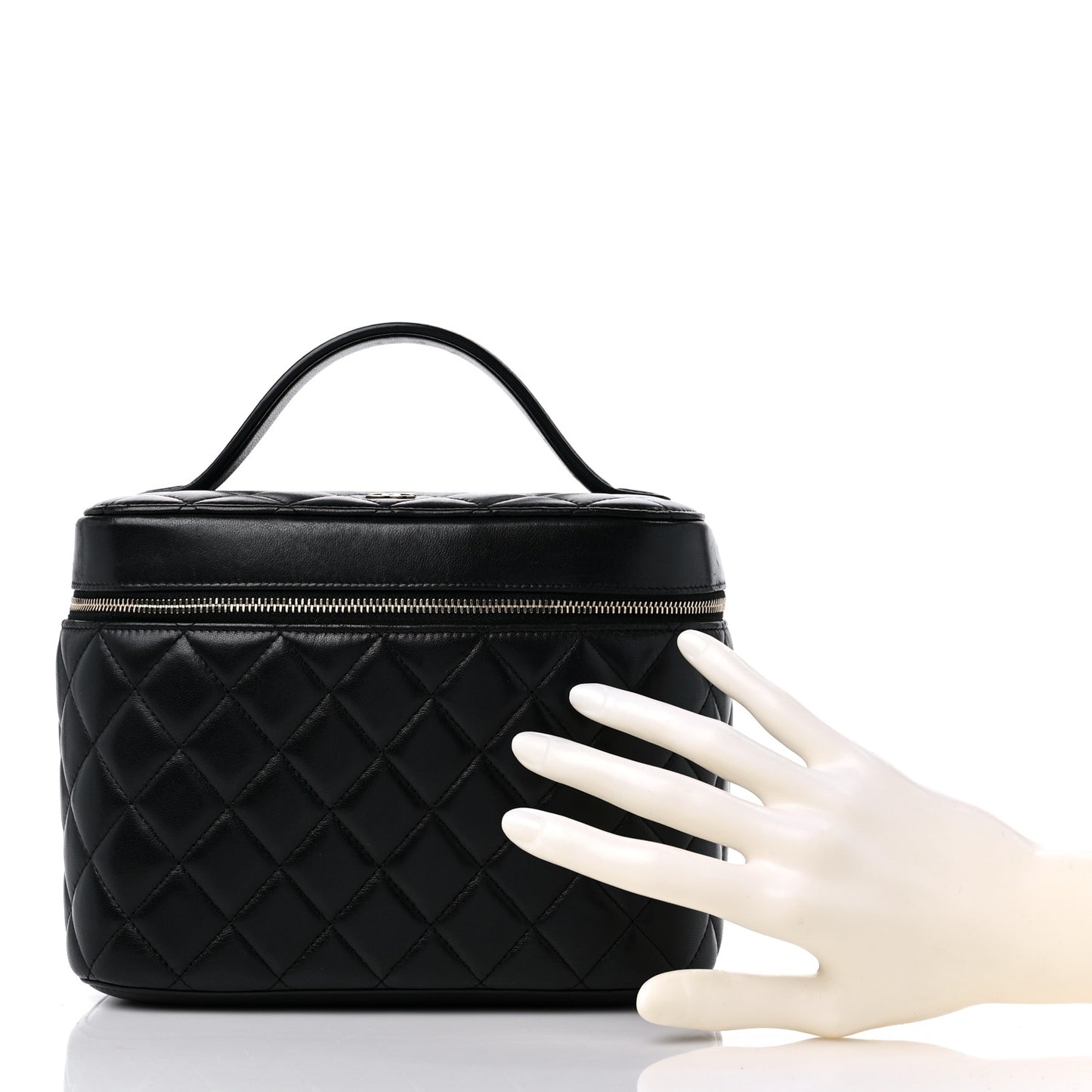 Lambskin Quilted Vanity Pouch Black