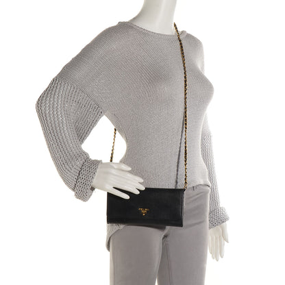 Prada Saffiano Metal Oro Chain Nero Black 2 of 8