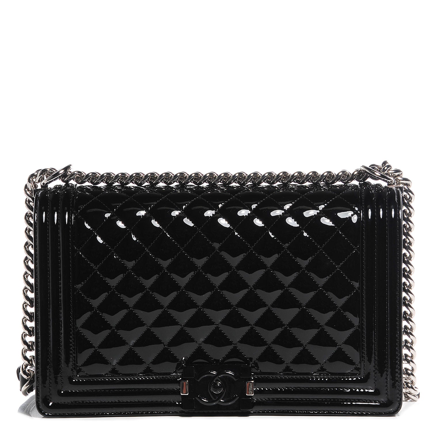 Chanel Patent Quilted New Medium Boy Flap So Black 1 of 9