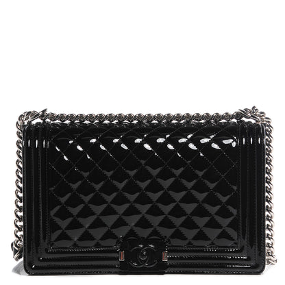 Chanel Patent Quilted New Medium Boy Flap So Black 1 of 9