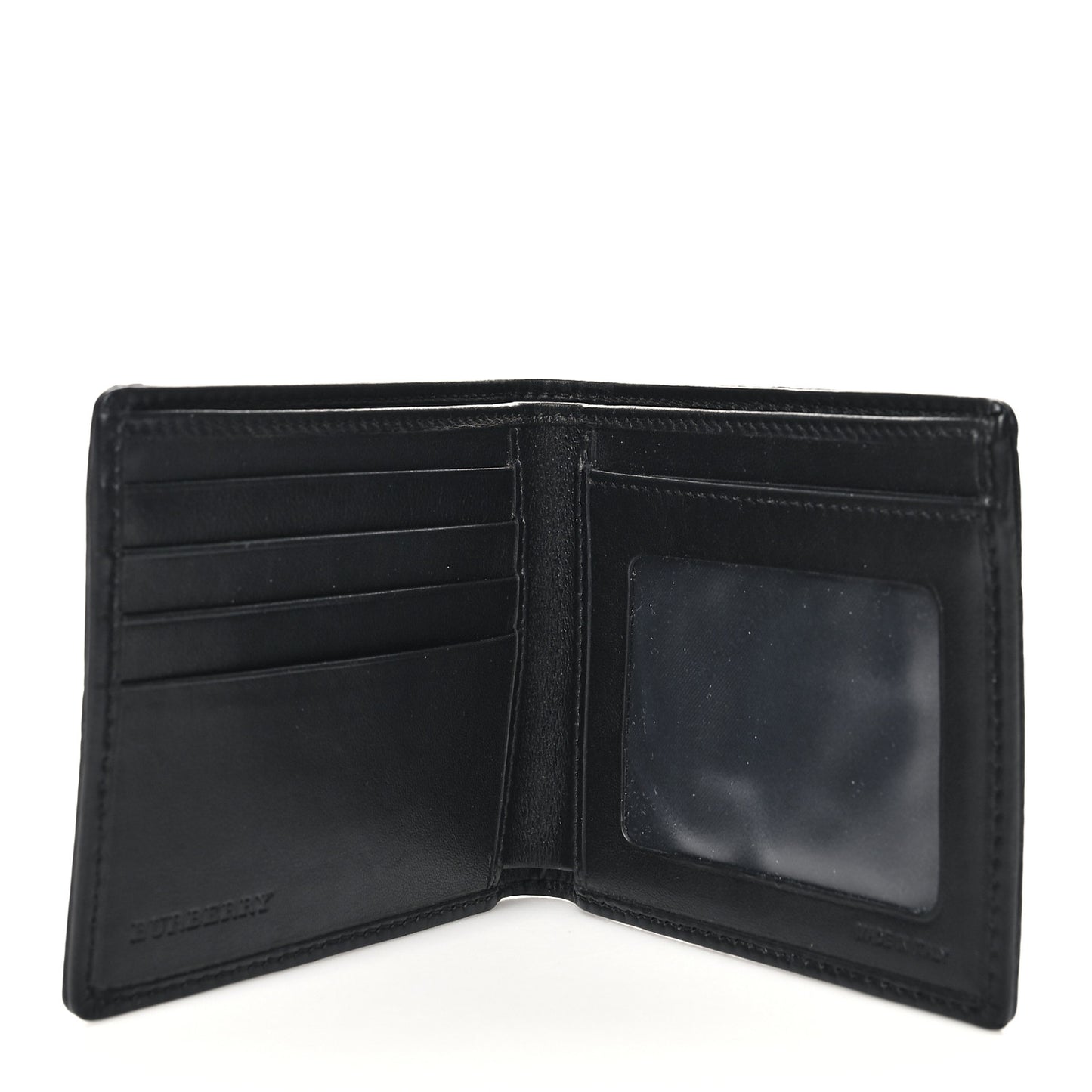 Signature Grain Calfskin Check Bi-Fold Wallet Black