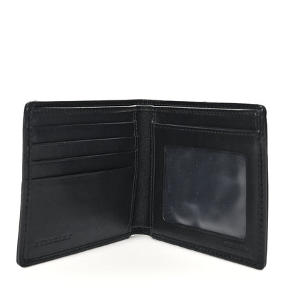 Burberry Signature Grain Calfskin Check Bi-Fold Wallet Black 5 of 8