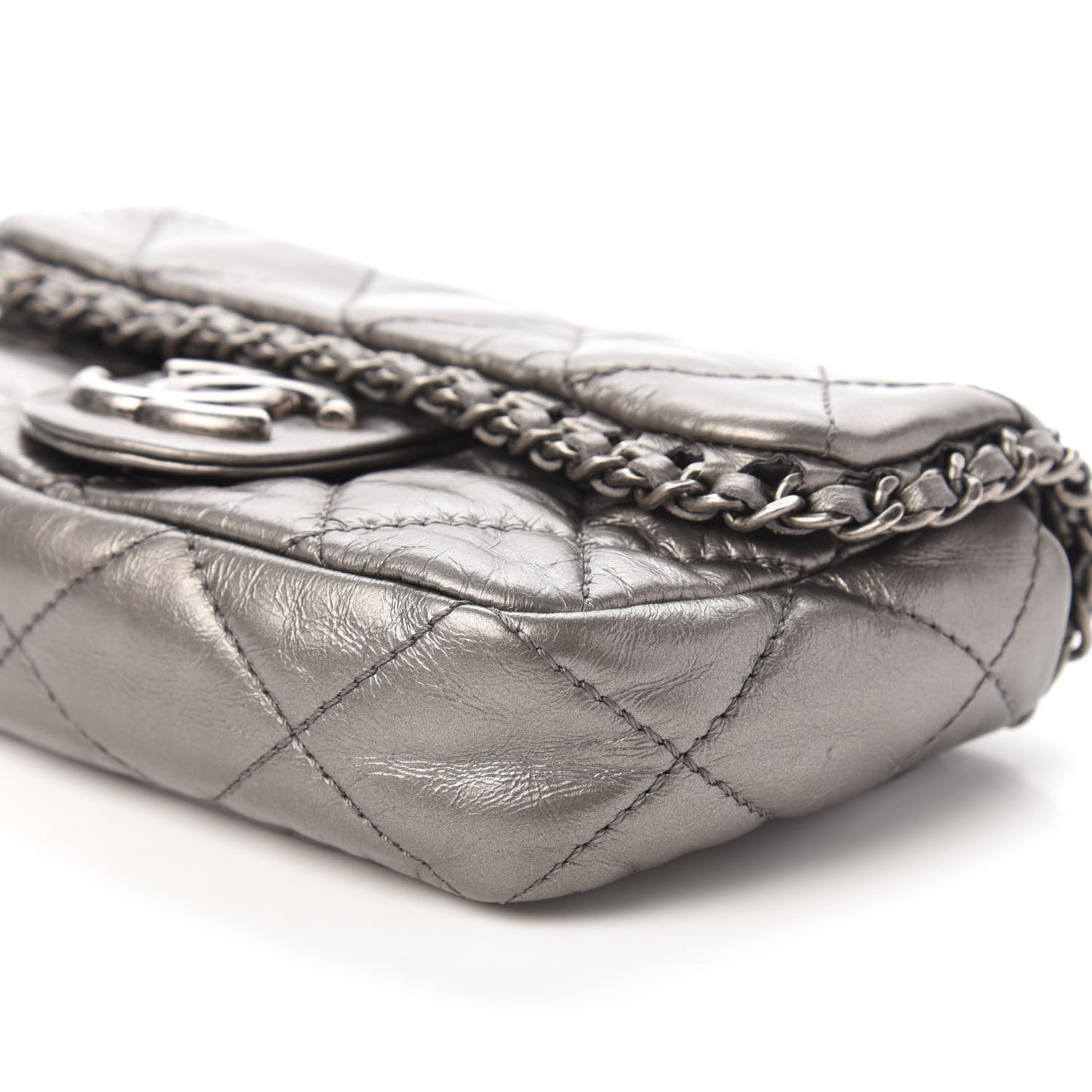 Calfskin Mini Chain Me Flap Dark Grey