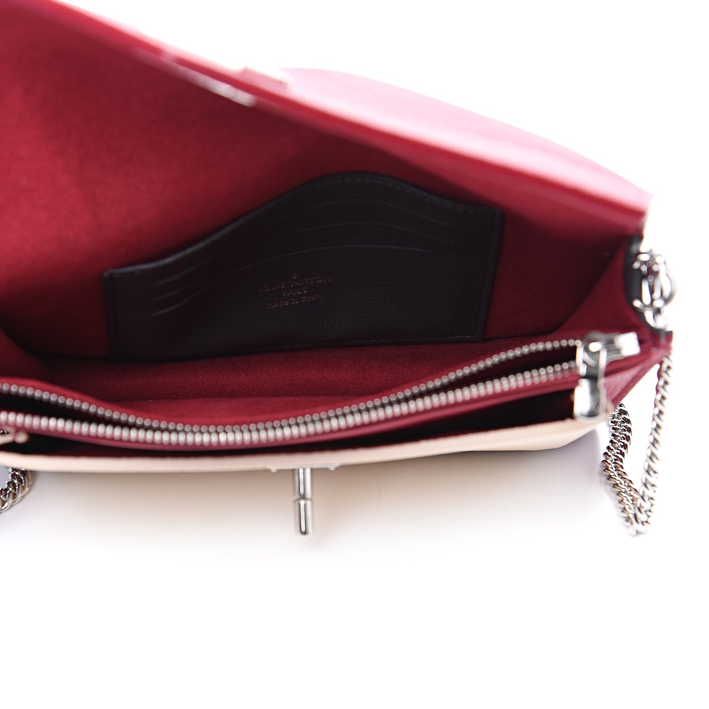 Soft Calfskin My Lockme Chain Pochette Lie De Vin Crème