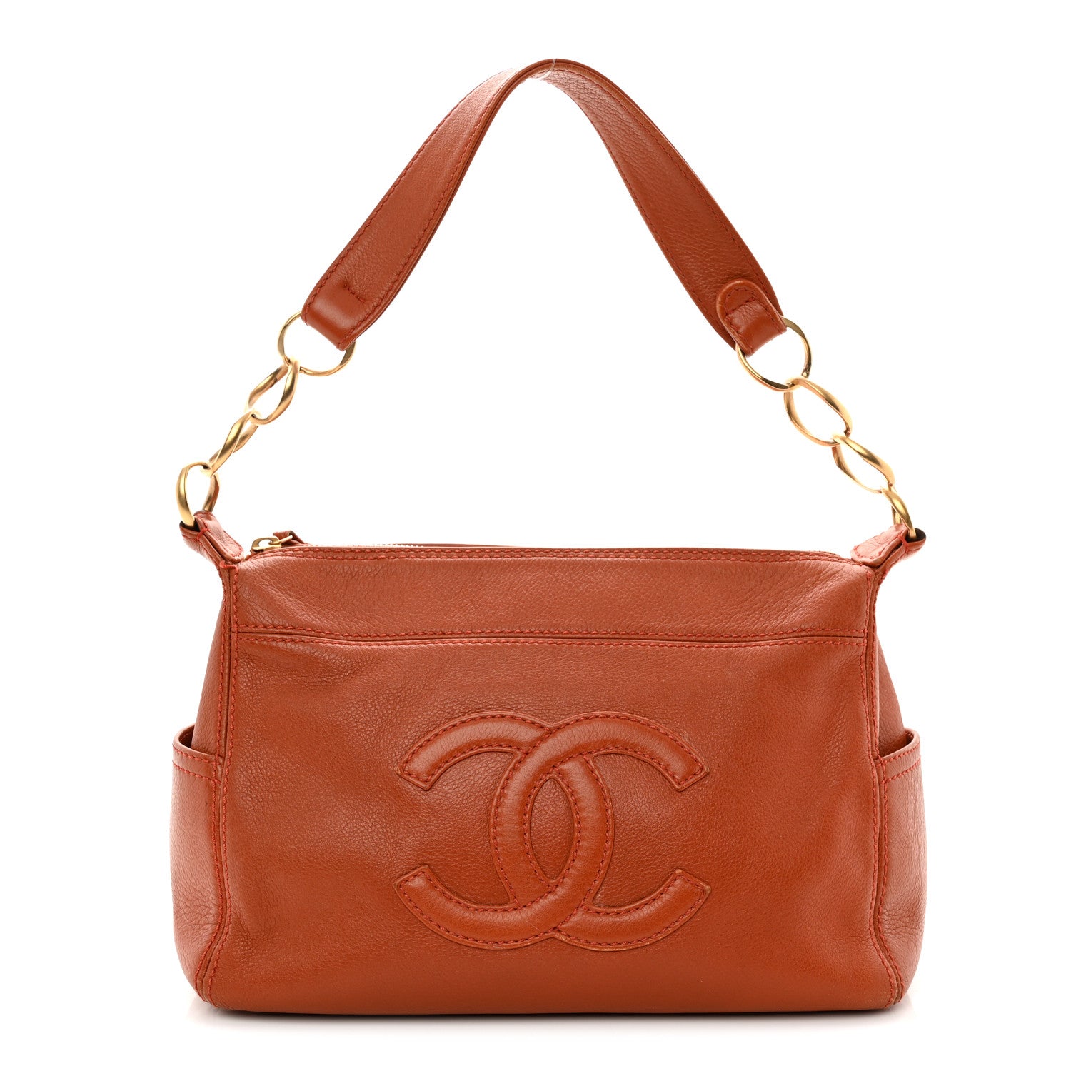 Chanel Calfskin Timeless CC Shoulder Bag Orange 1 of 17