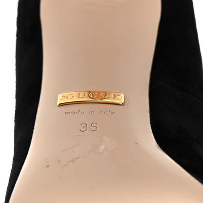 Gucci Kid Scamosciato Removable Web Bow High Heel Pumps 36 Black 6 of 8