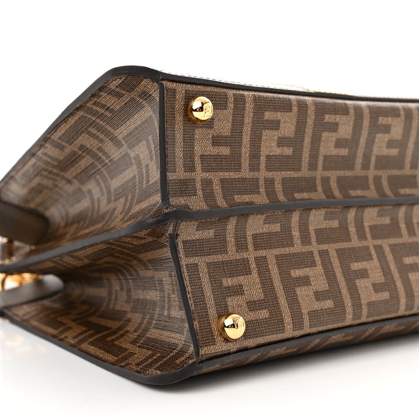 Glazed Fabric Vitello FF 1974 Hairdo Girls Inlay Medium Peekaboo Iconic Satchel Mogano Panna Multicolor