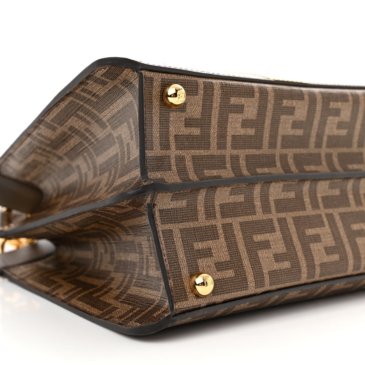 Fendi Glazed Fabric Vitello FF 1974 Hairdo Girls Inlay Medium Peekaboo Iconic Satchel Mogano Panna Multicolor 9 of 10