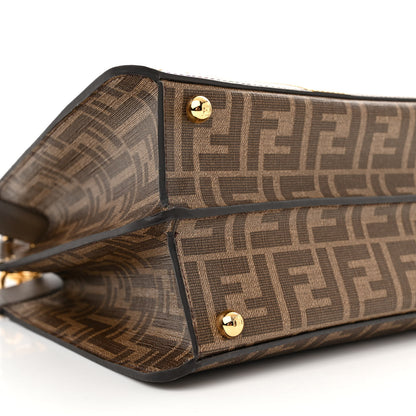 Fendi Glazed Fabric Vitello FF 1974 Hairdo Girls Inlay Medium Peekaboo Iconic Satchel Mogano Panna Multicolor 9 of 10