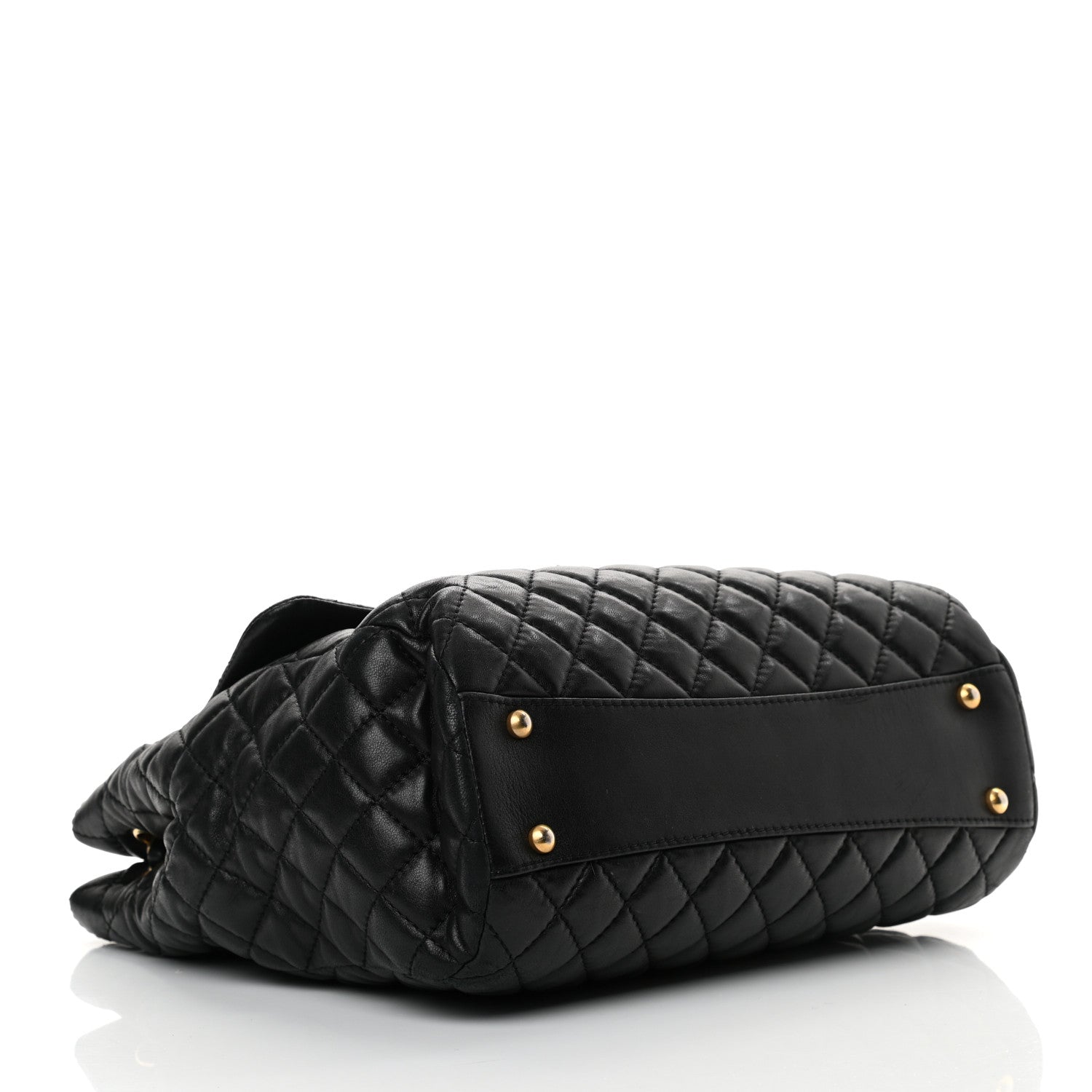 Chanel Lambskin Quilted Large Fluffy CC Shopping Tote Black 4 of 16