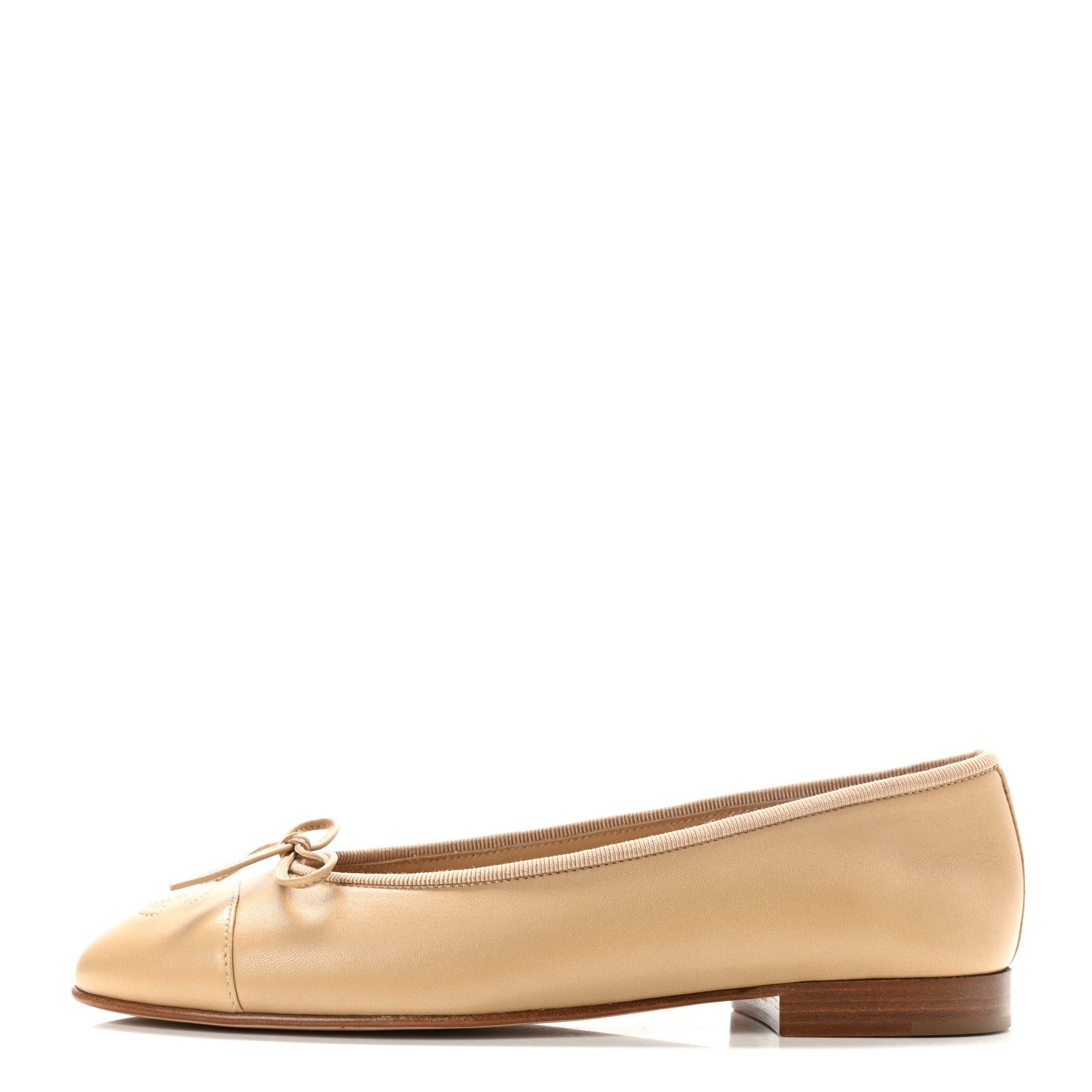 Chanel Lambskin Cap Toe CC Ballerina Flats 36.5 Beige 1 of 9