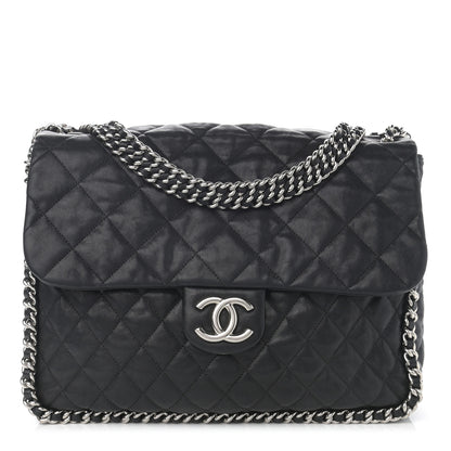 Chanel Washed Lambskin Quilted Maxi Chain Around Flap Black 1 of 13