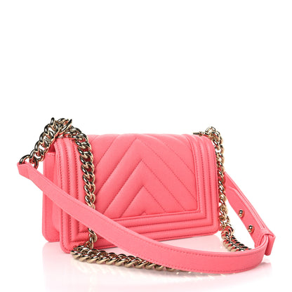 Chanel Caviar Chevron Quilted Small Boy Flap Pink 3 of 11