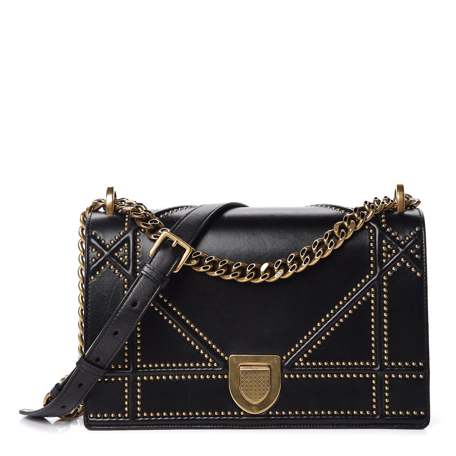 Christian Dior Lambskin Studded Medium Diorama Flap Bag Black 1 of 9